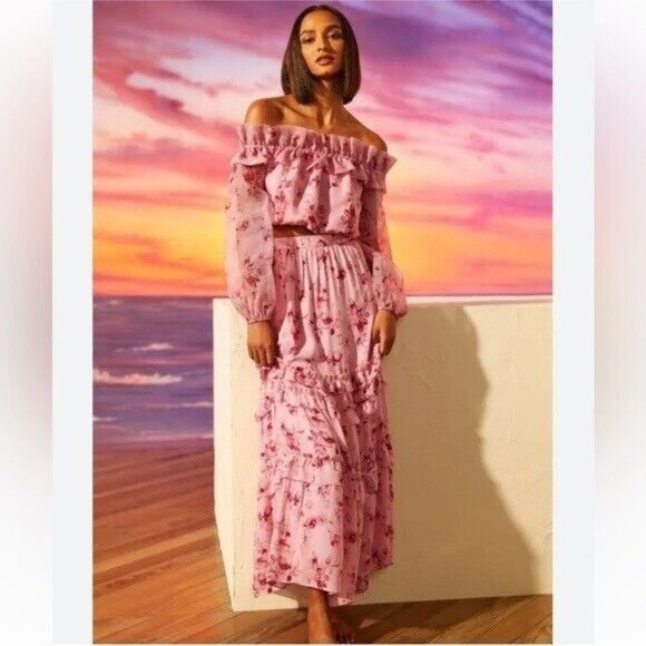 CAMI NYC Liu Skirt in Pink Garden & Elaria Top In Pink Set NWT Size XS - Picture 2 of 13